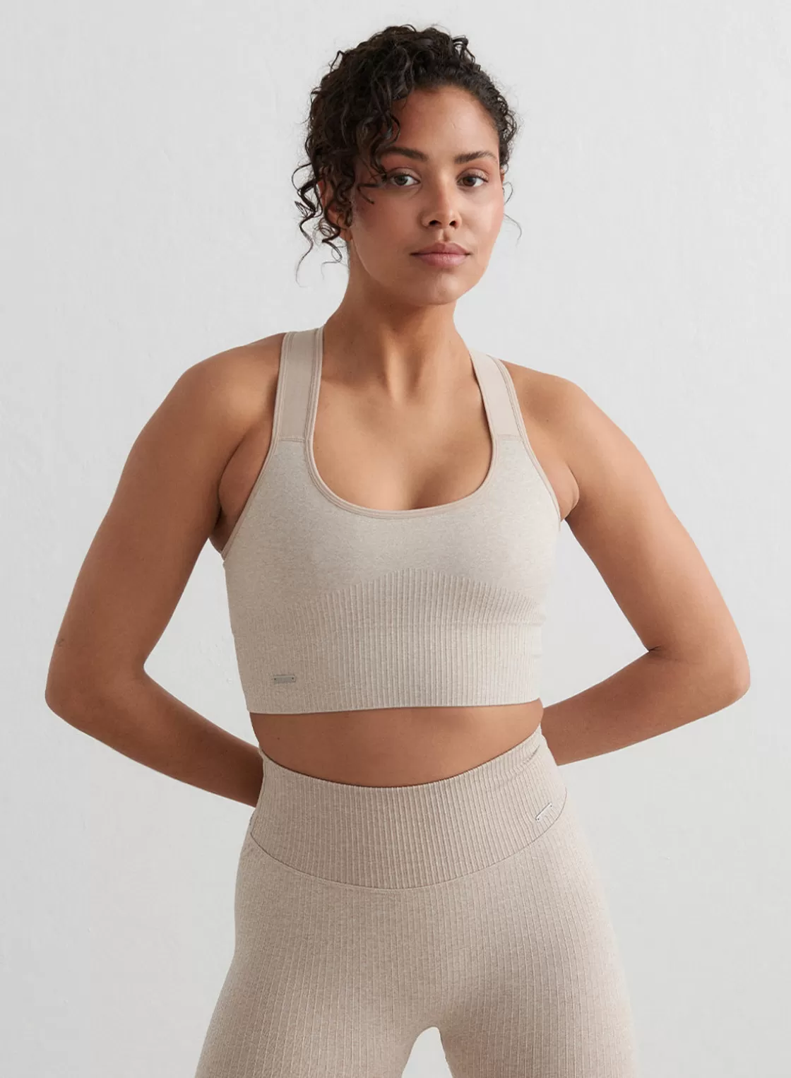 AIM’N High Support Ribbed Bra Beige Discount