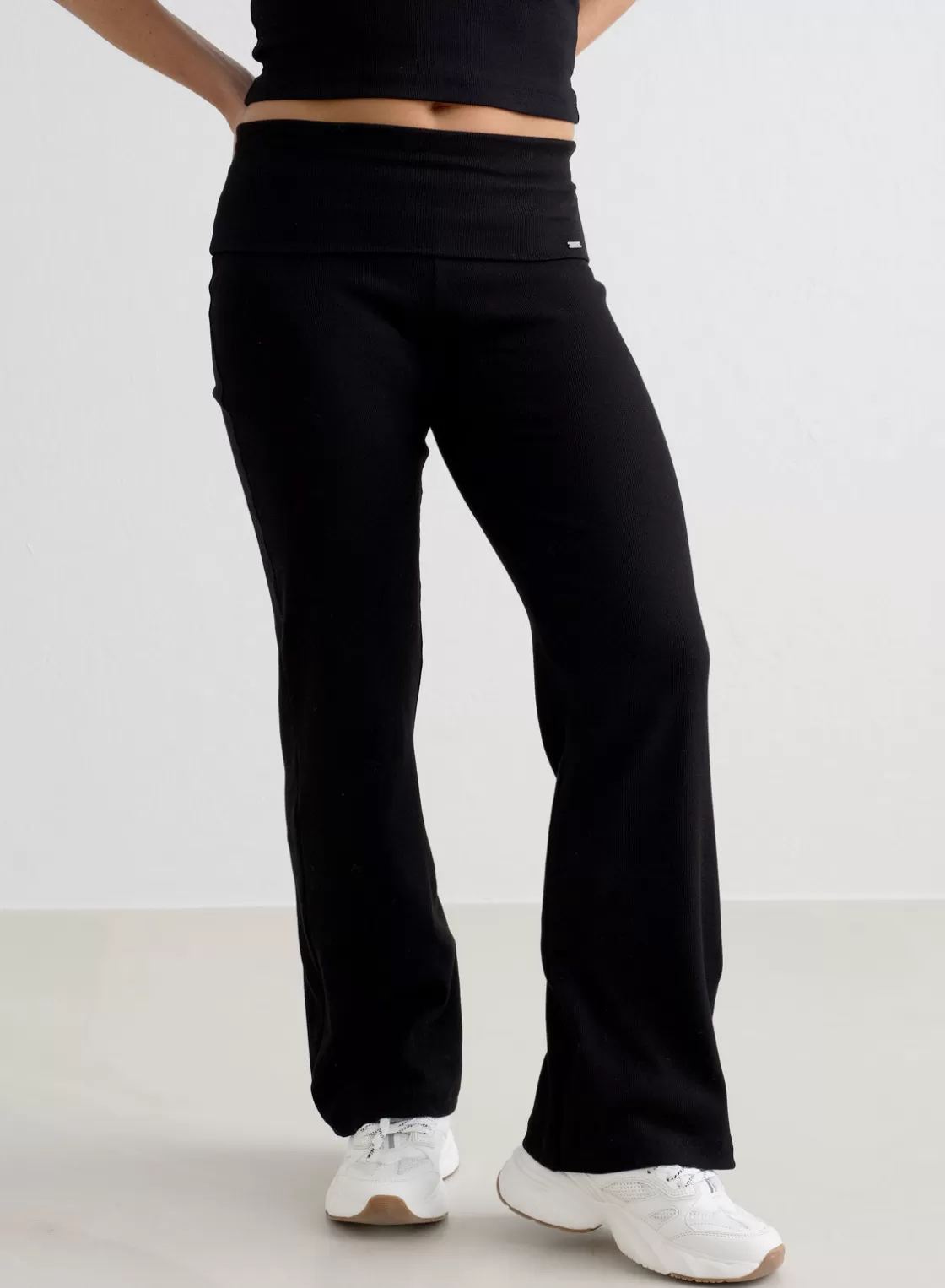 AIM’N Ease Ribbed Petite Pants Black Fashion