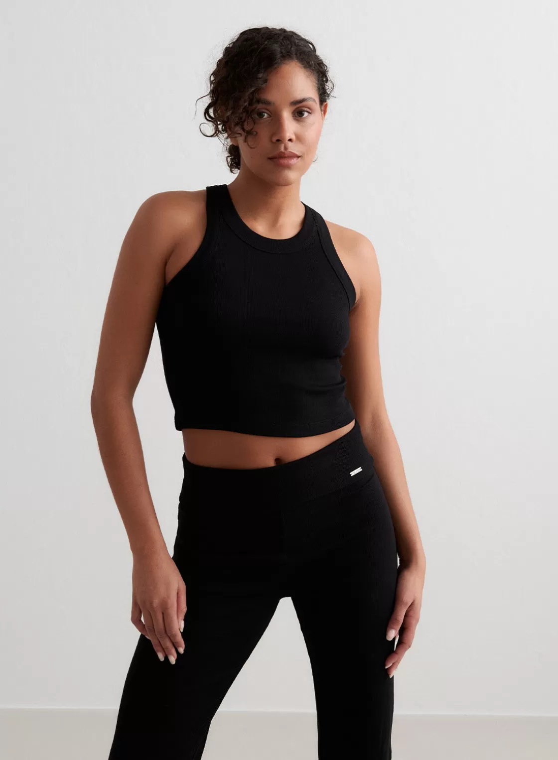 AIM’N Ease Ribbed Tank Top Black Best Sale