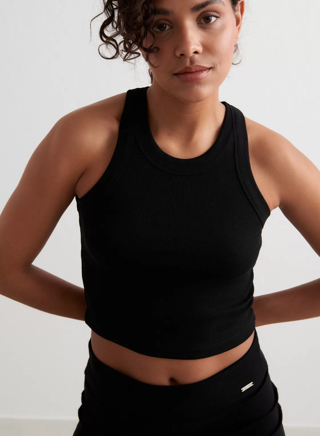 AIM’N Ease Ribbed Tank Top Black Best Sale