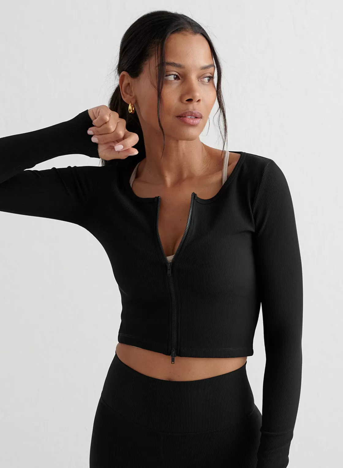 AIM’N Ribbed Performance Zipped Cardigan Black Online