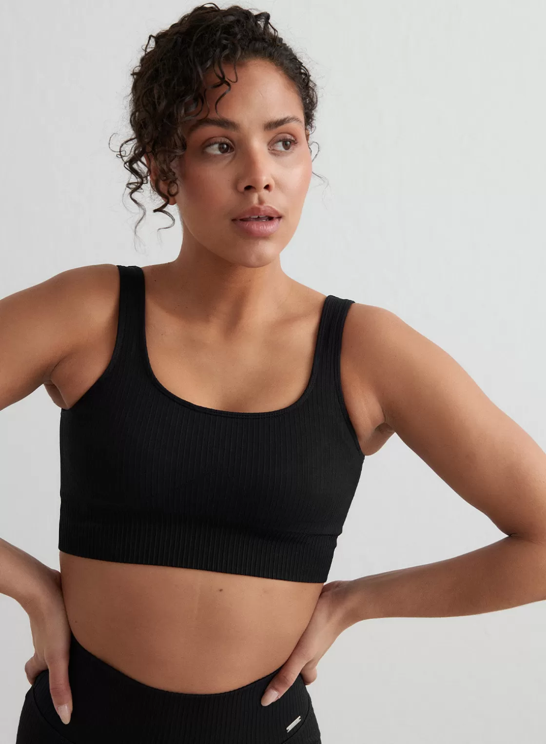 AIM’N Ribbed Seamless Bra Black Fashion