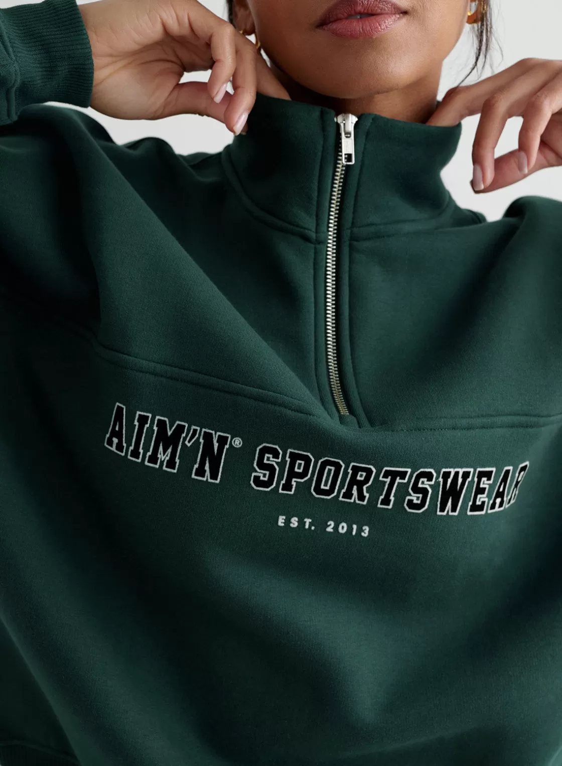 AIM’N Varsity Sweat Half Zip Deep emerald Best