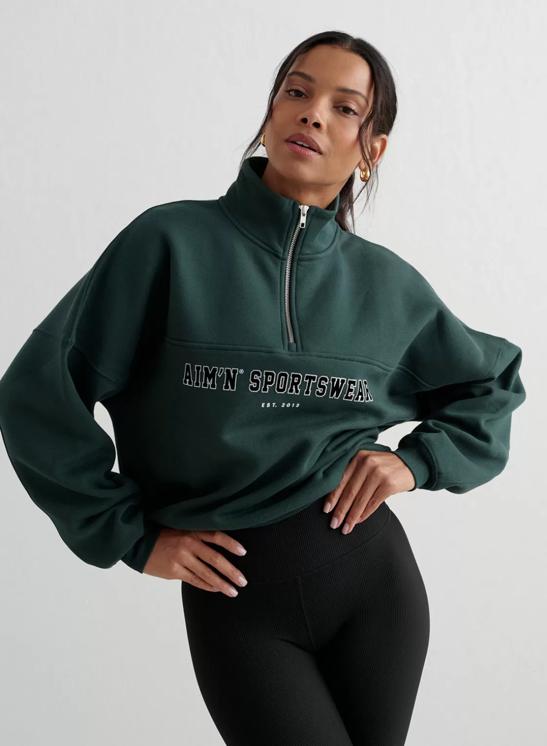 AIM’N Varsity Sweat Half Zip Deep emerald Best