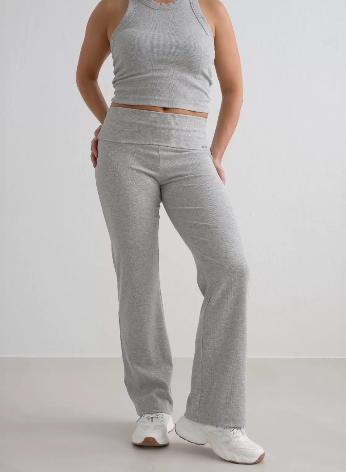 AIM’N Ease Ribbed Petite Pants Grey melange Best