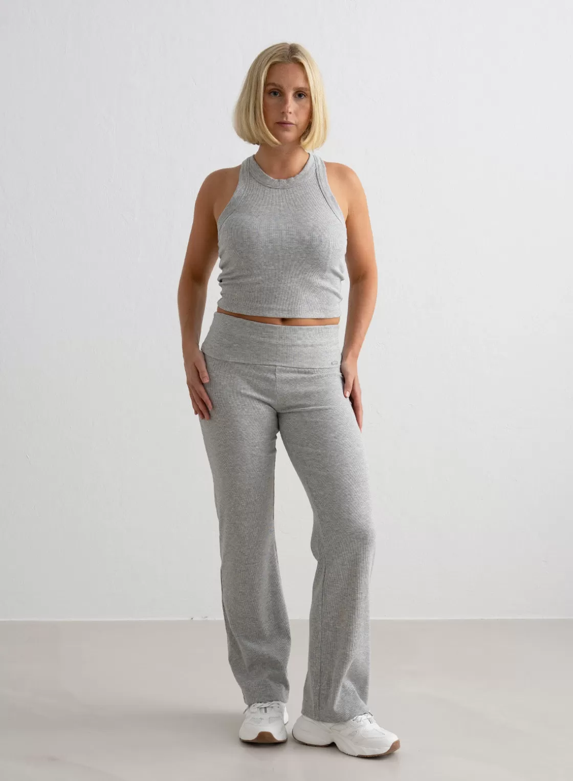 AIM’N Ease Ribbed Petite Pants Grey melange Best