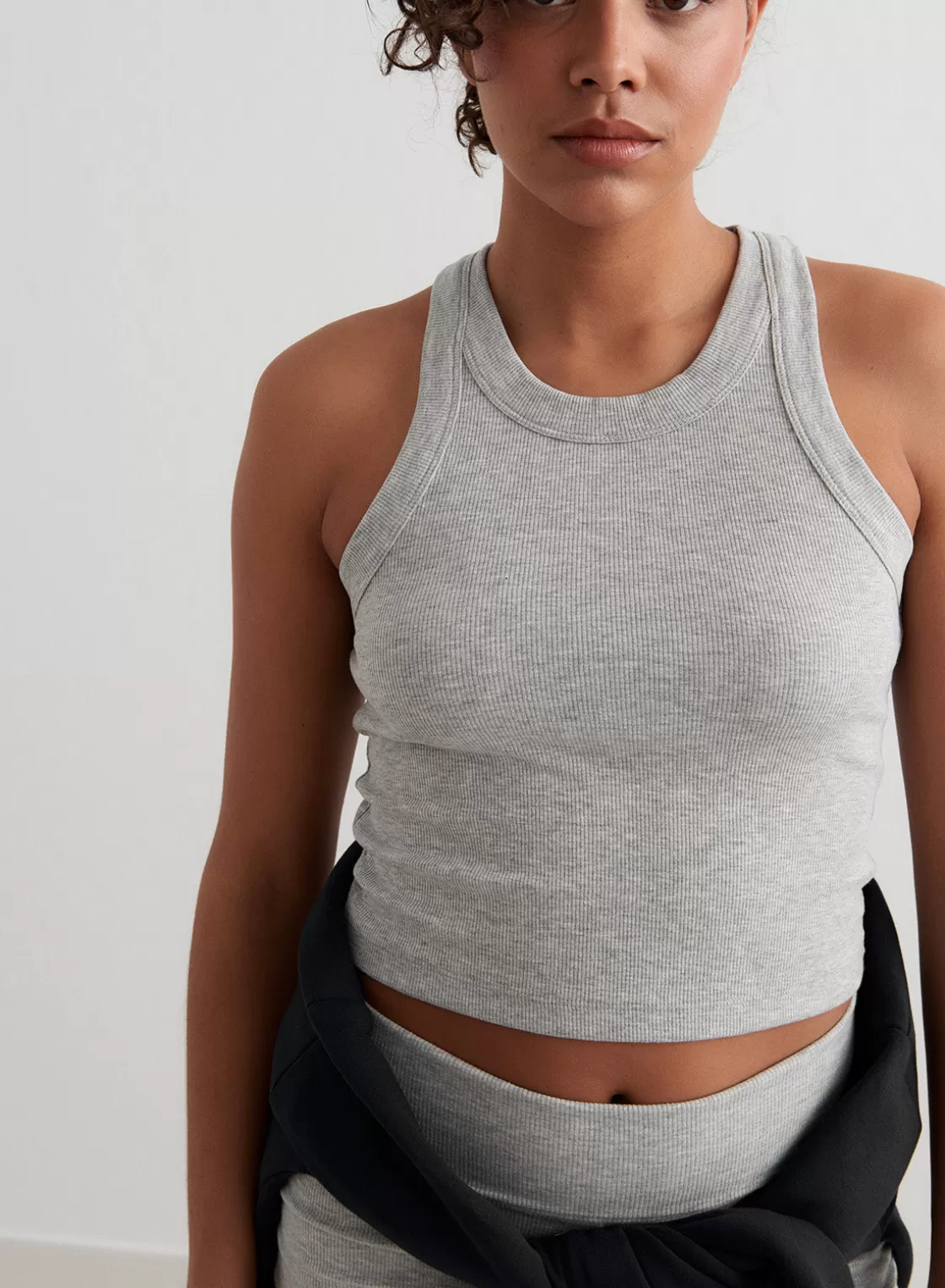 AIM’N Ease Ribbed Tank Top Grey melange Fashion