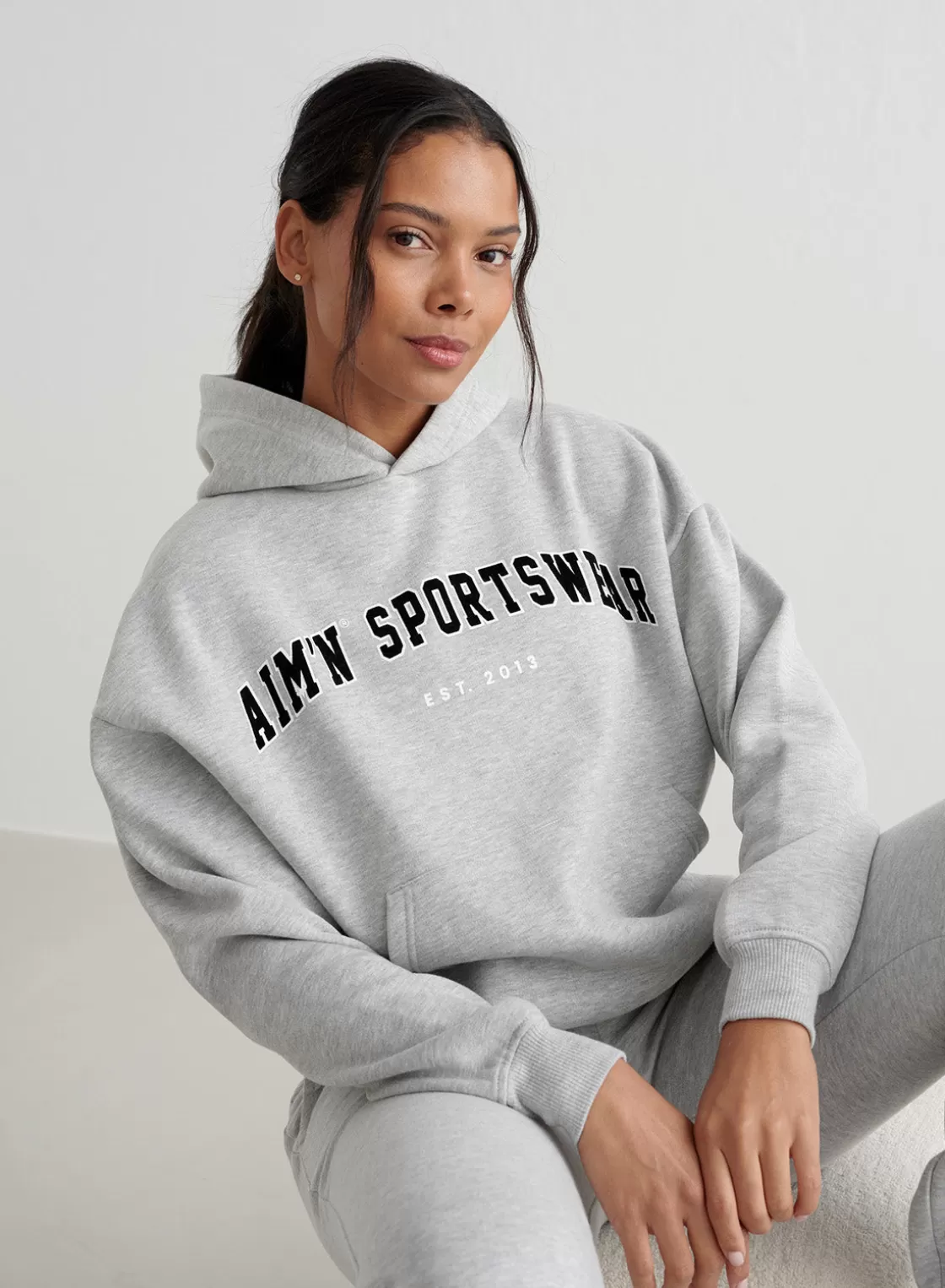 AIM’N Varsity Sweat Hood Grey melange Best