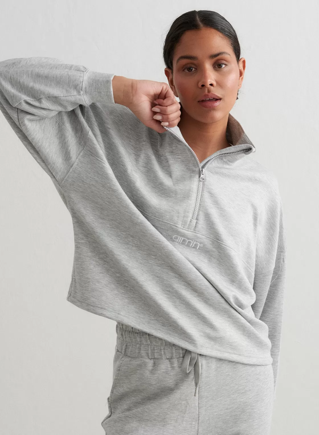 AIM’N Melange Comfy Half Zip Light Grey Store