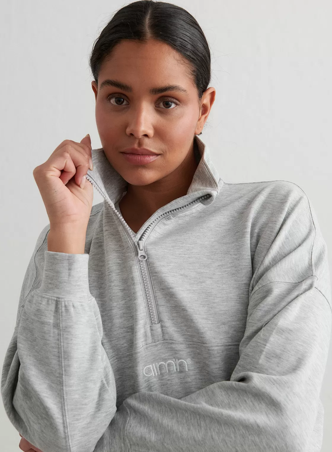 AIM’N Melange Comfy Half Zip Light Grey Store