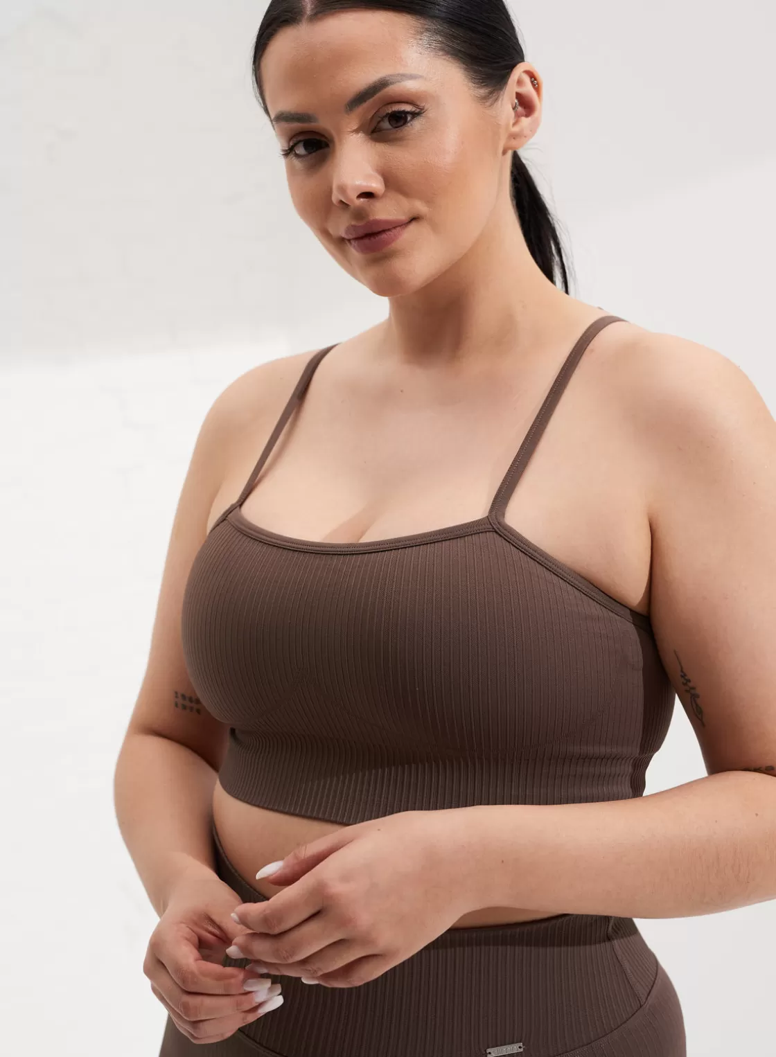 AIM’N Ribbed Seamless Strap Bra Macchiato Fashion