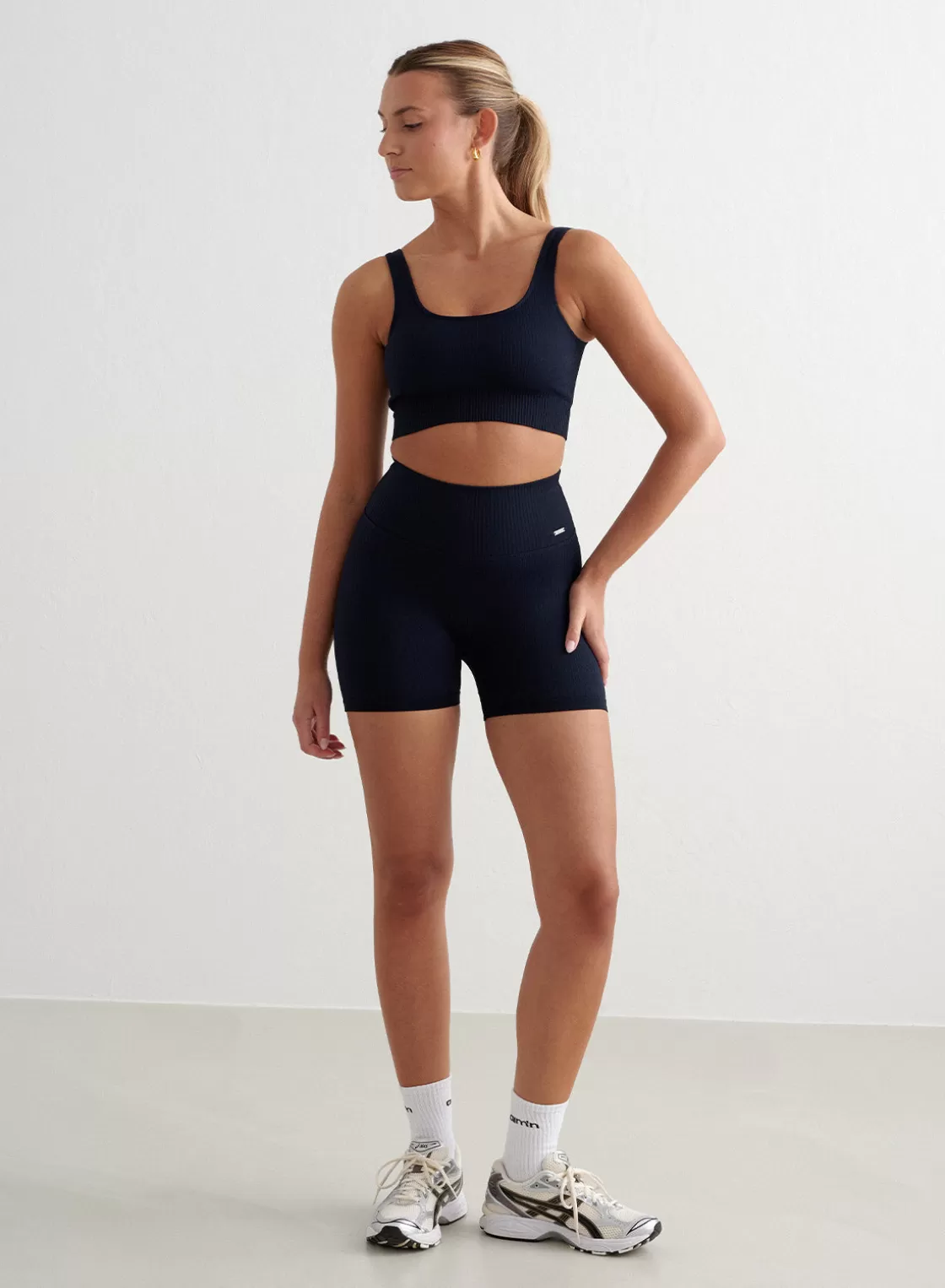 AIM’N Ribbed Midi Biker Shorts Navy Shop