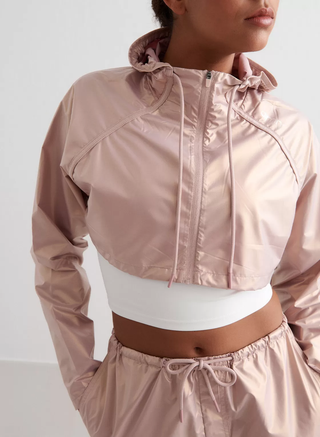 AIM’N Metallic Cropped Jacket Rose New