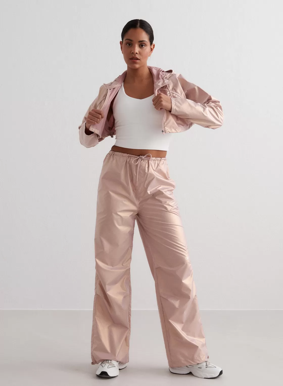 AIM’N Metallic Plain Parachute Pants Rose Best Sale