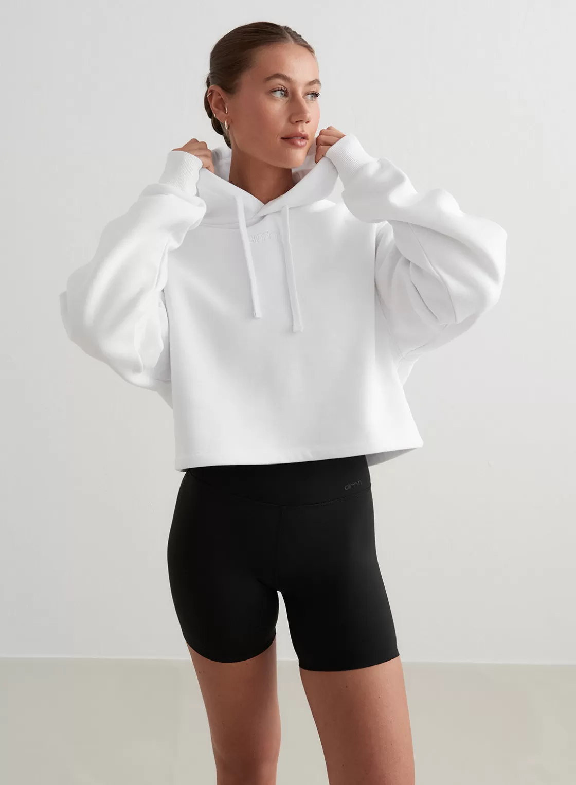 AIM’N White Cropped Hoodie Flash Sale