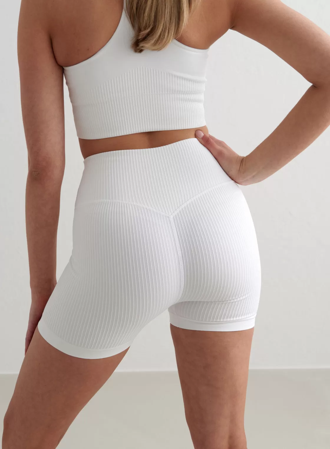 AIM’N Ribbed Midi Biker Shorts White Best Sale