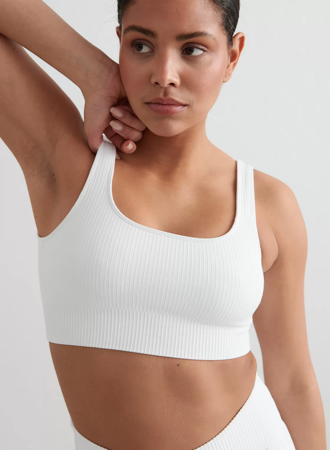 AIM’N Ribbed Seamless Bra White Fashion